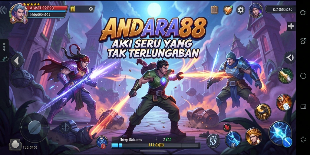 Screenshot gameplay Action ANDARA88 menunjukkan pertarungan yang intens dan dinamis.
