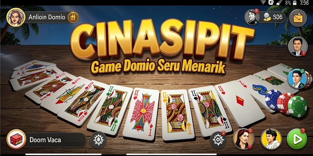 Screenshot gameplay seru dari CINASIPIT yang menampilkan aksi domino.