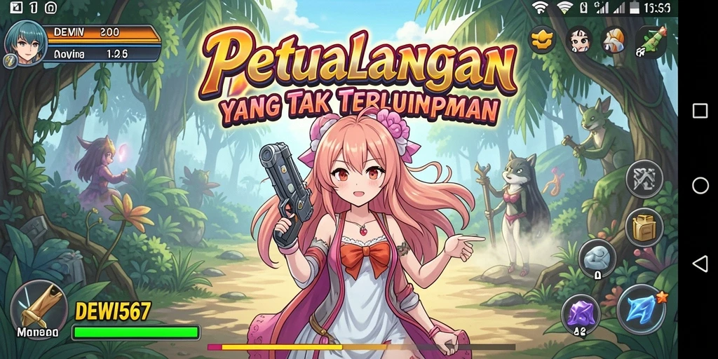 Tampilan permainan yang cerah dan penuh aksi dalam DEWI567.
