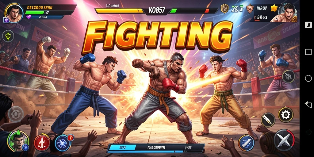 Tampilan gameplay seru dan pertarungan intens di KO857.