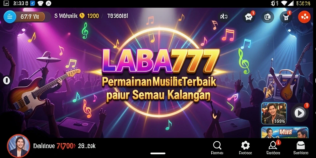 Tampilan utama LABA777 dengan gameplay musik yang seru dan interaktif.