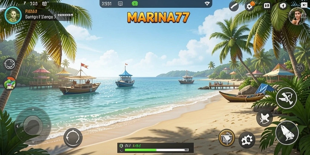 Tampilan gameplay MARINA77 yang ceria dan menghibur.