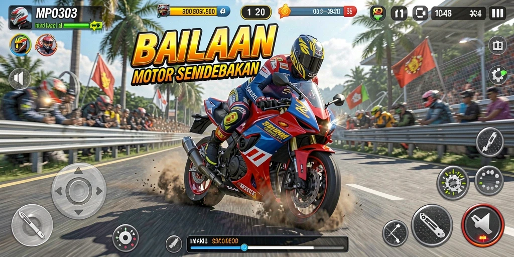 Screenshot MPO303 menampilkan aksi balapan motor yang mendebarkan.
