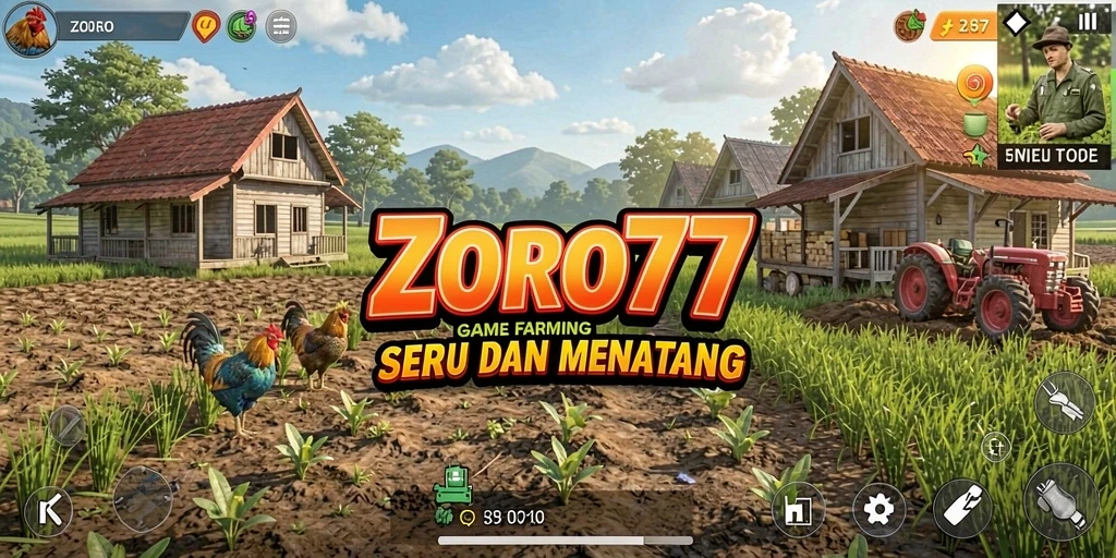 Screenshot yang menunjukkan gameplay seru dari ZORO77 saat bertani.